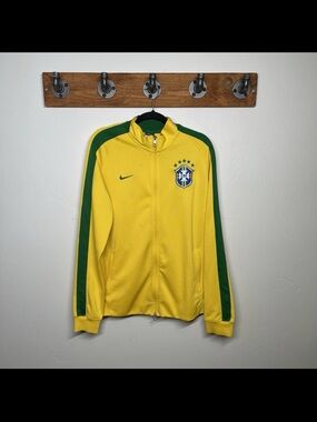 Nike Brasil N98 Men's XL Track Jacket Zip Yellow Green CBF Soccer 2014